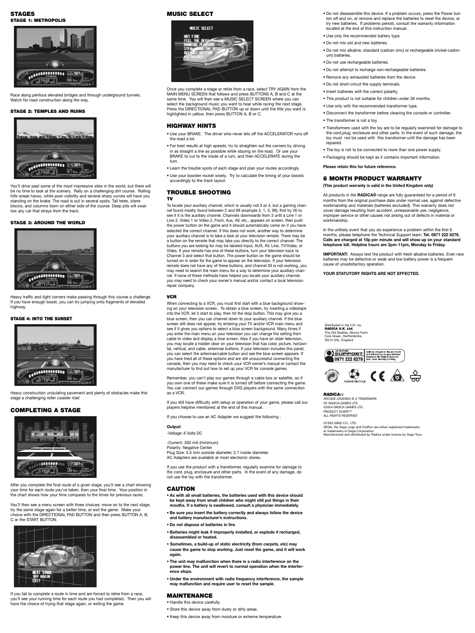 Radica Games Outrun 2019 75043 User Manual | Page 2 / 2