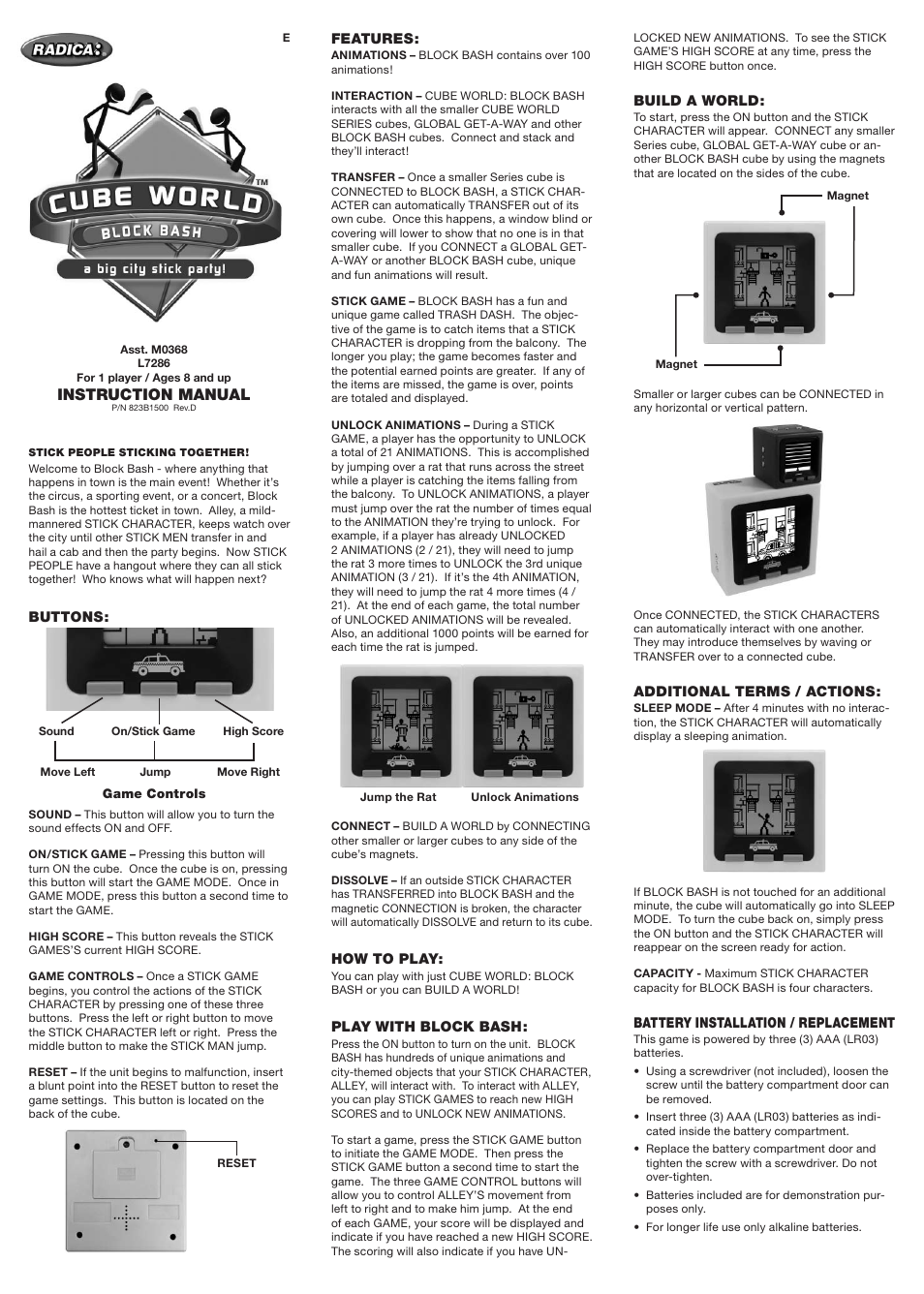 Radica Games CUBE WORLD L7286 User Manual | 2 pages