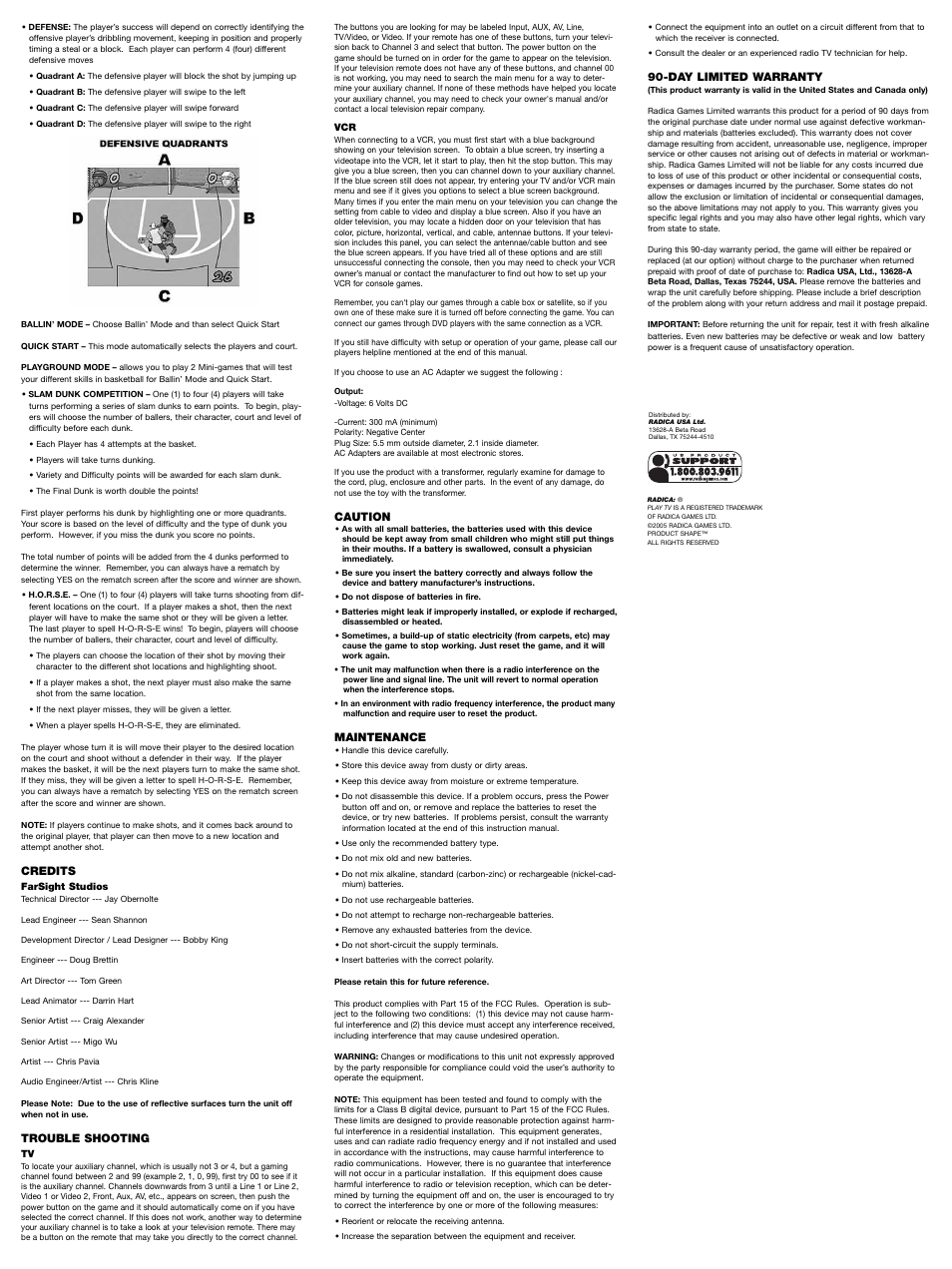 Radica Games 75029 User Manual | Page 2 / 2