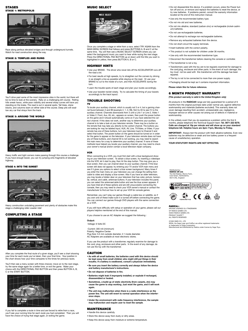 Radica Games OUTRUN 2019 User Manual | Page 2 / 2