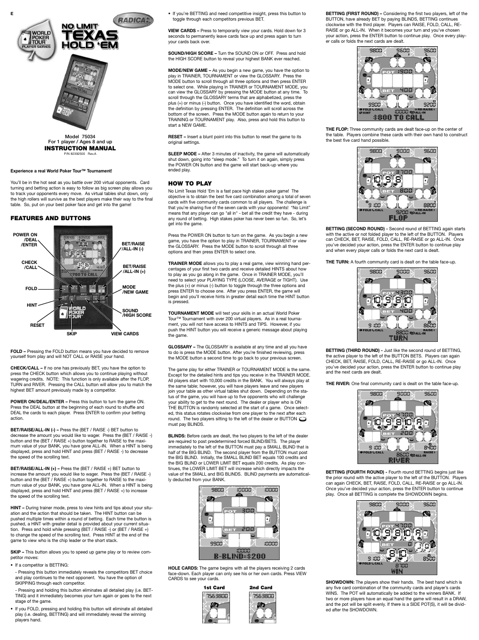 Radica Games 75034 User Manual | 2 pages