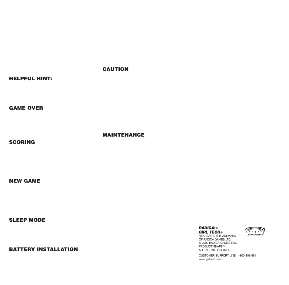 Radica Games HEARSAY G71029 User Manual | Page 2 / 2