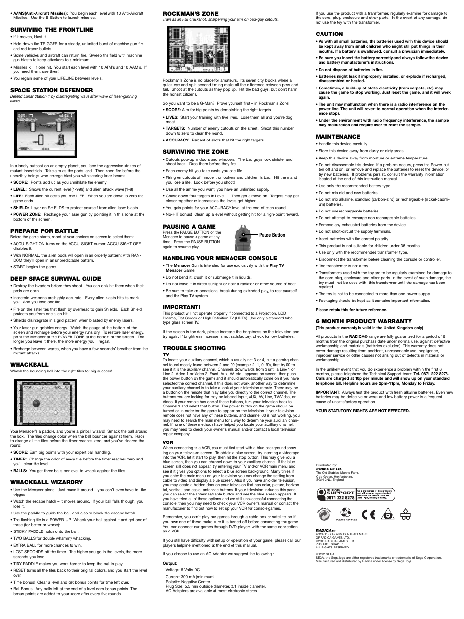 Radica Games 75031 User Manual | Page 2 / 2