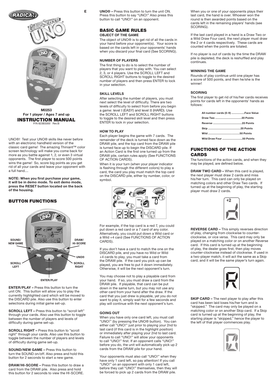 Radica Games M0253 User Manual | 2 pages