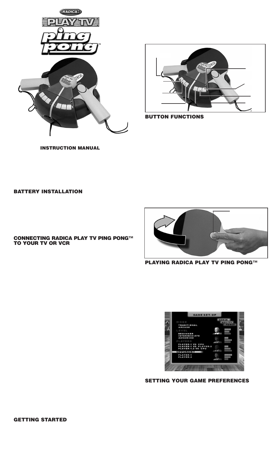 Radica Games PLAY TV PING PONG 8028 User Manual | 3 pages