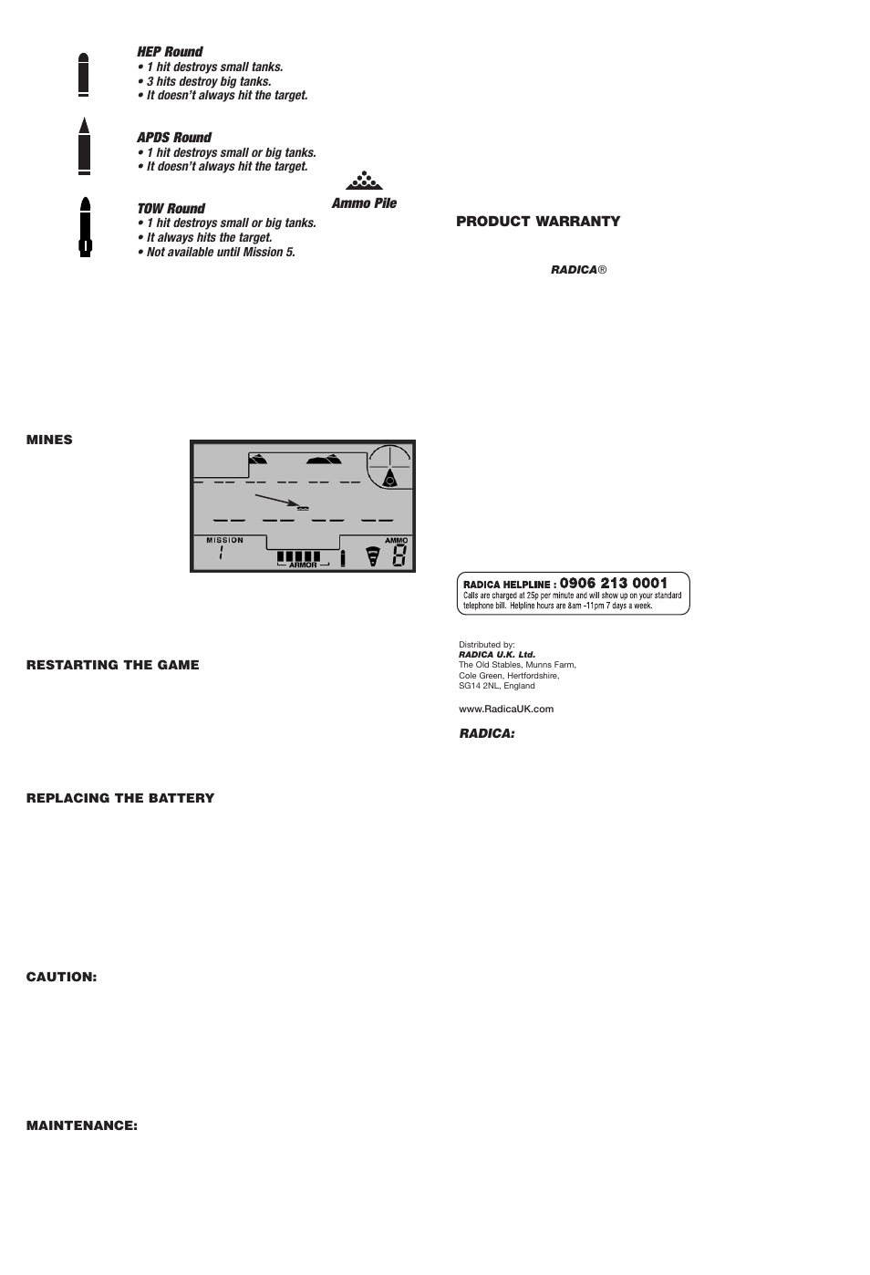 Radica Games Tank Combat 73009 User Manual | Page 2 / 2