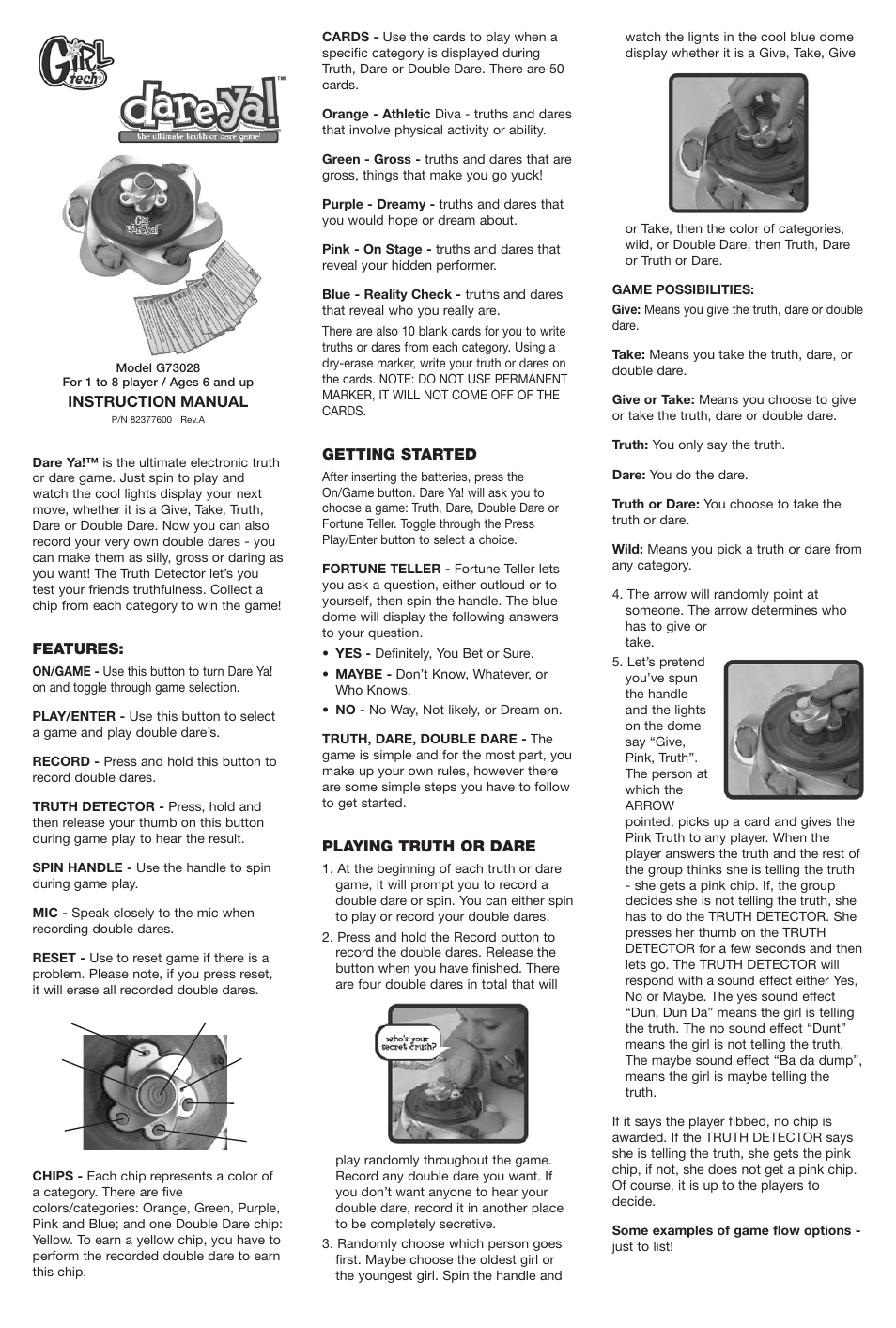 Radica Games G73028 User Manual | 2 pages