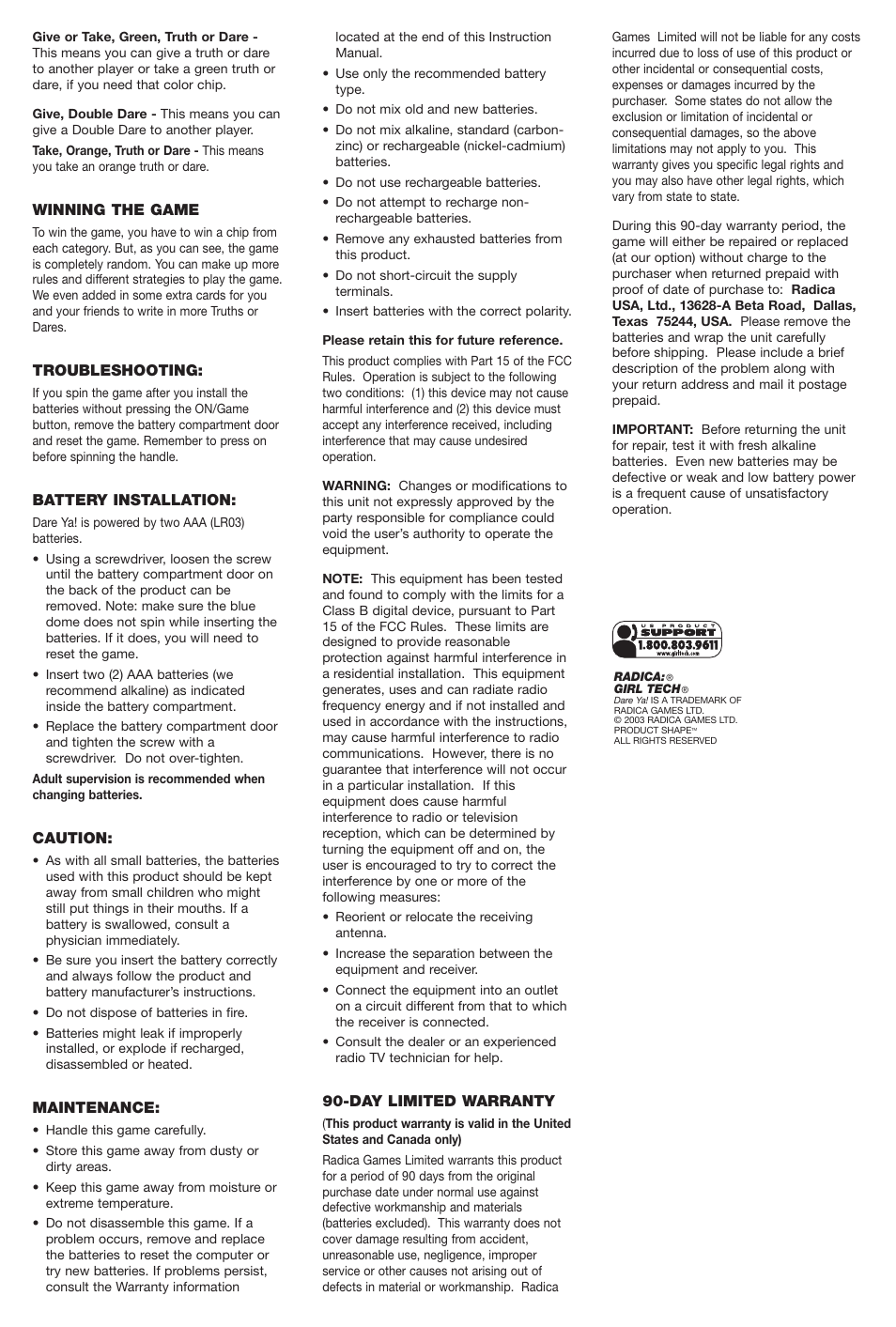 Radica Games G73028 User Manual | Page 2 / 2