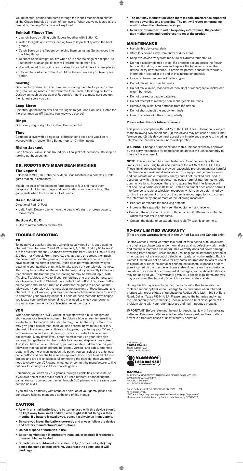 Radica Games 76037 User Manual | Page 2 / 2