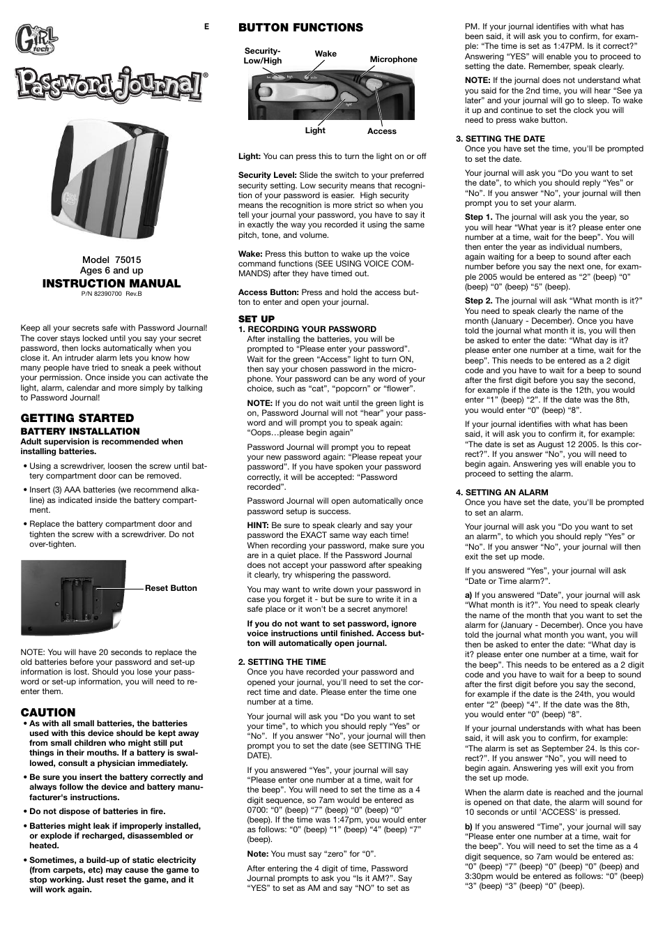 Radica Games Password Journal 75015 User Manual | 2 pages