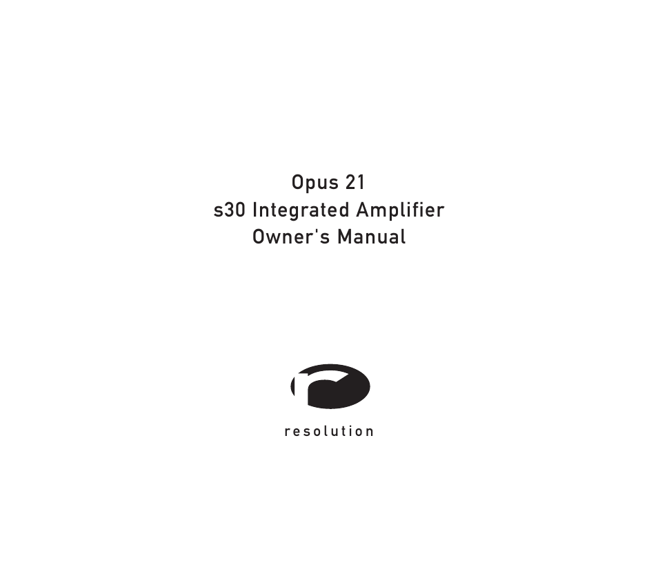 Resolution Audio Opus 21 User Manual | 8 pages