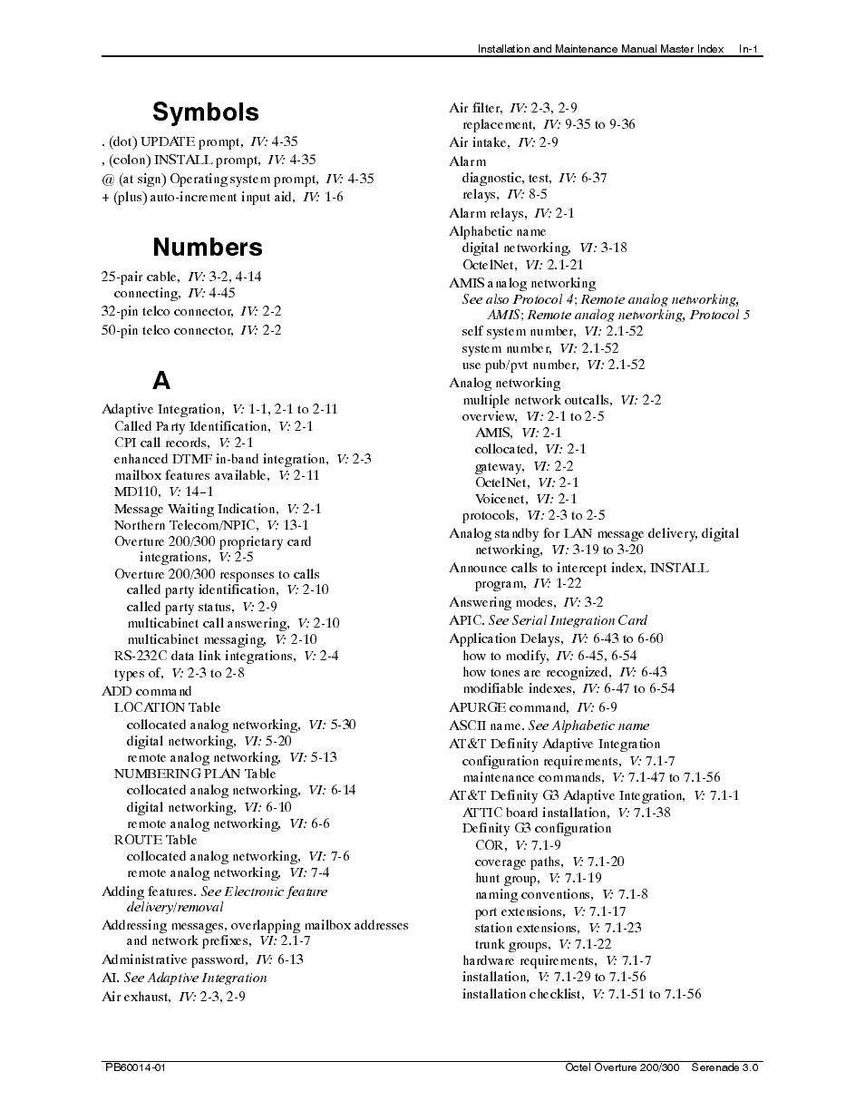 6\perov, 1xpehuv | Reliant Octel 200 and Octel 300 Message Servers PB6001401 User Manual | Page 643 / 668