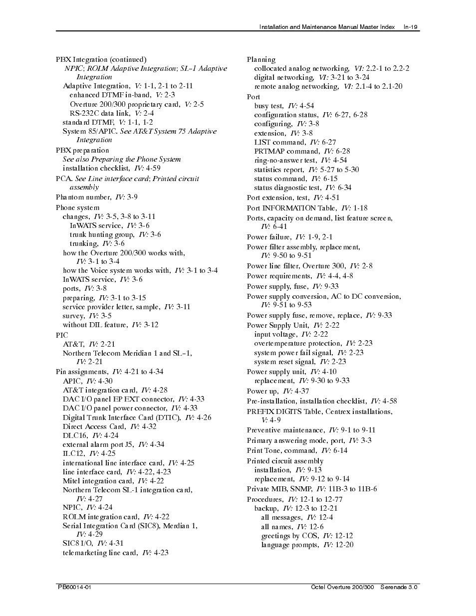 Reliant Octel 200 and Octel 300 Message Servers PB6001401 User Manual | Page 661 / 668