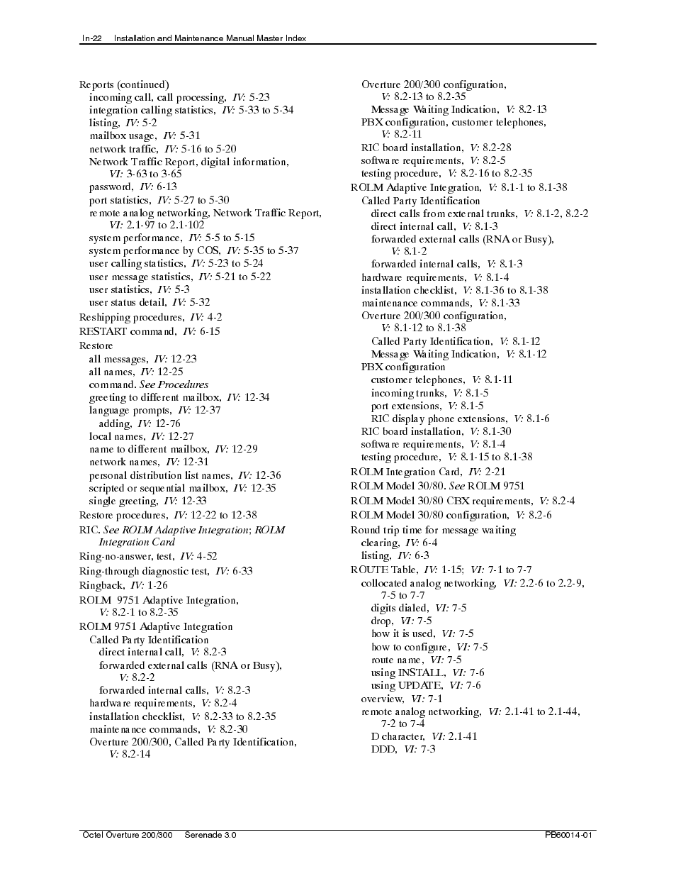Reliant Octel 200 and Octel 300 Message Servers PB6001401 User Manual | Page 664 / 668
