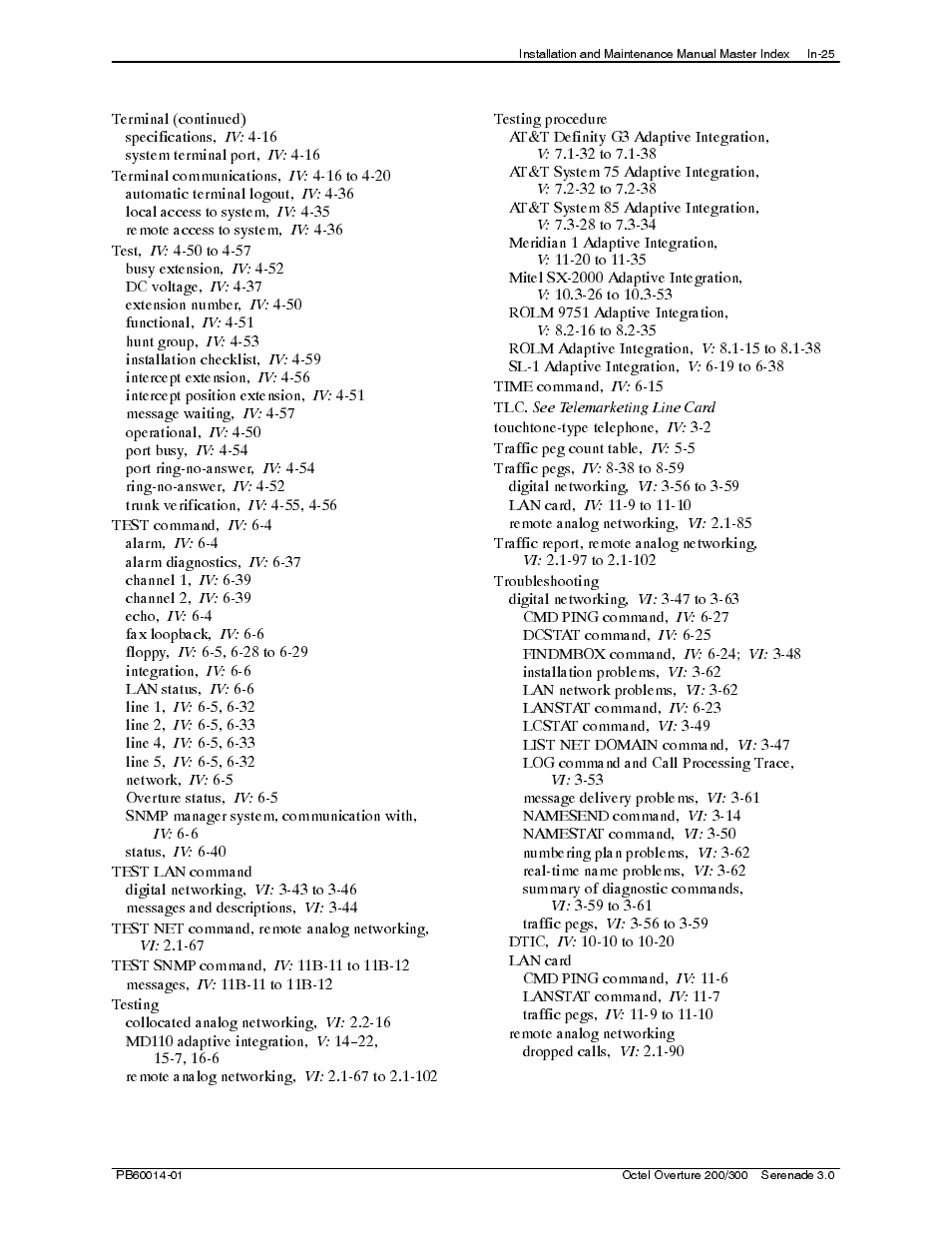 Reliant Octel 200 and Octel 300 Message Servers PB6001401 User Manual | Page 667 / 668