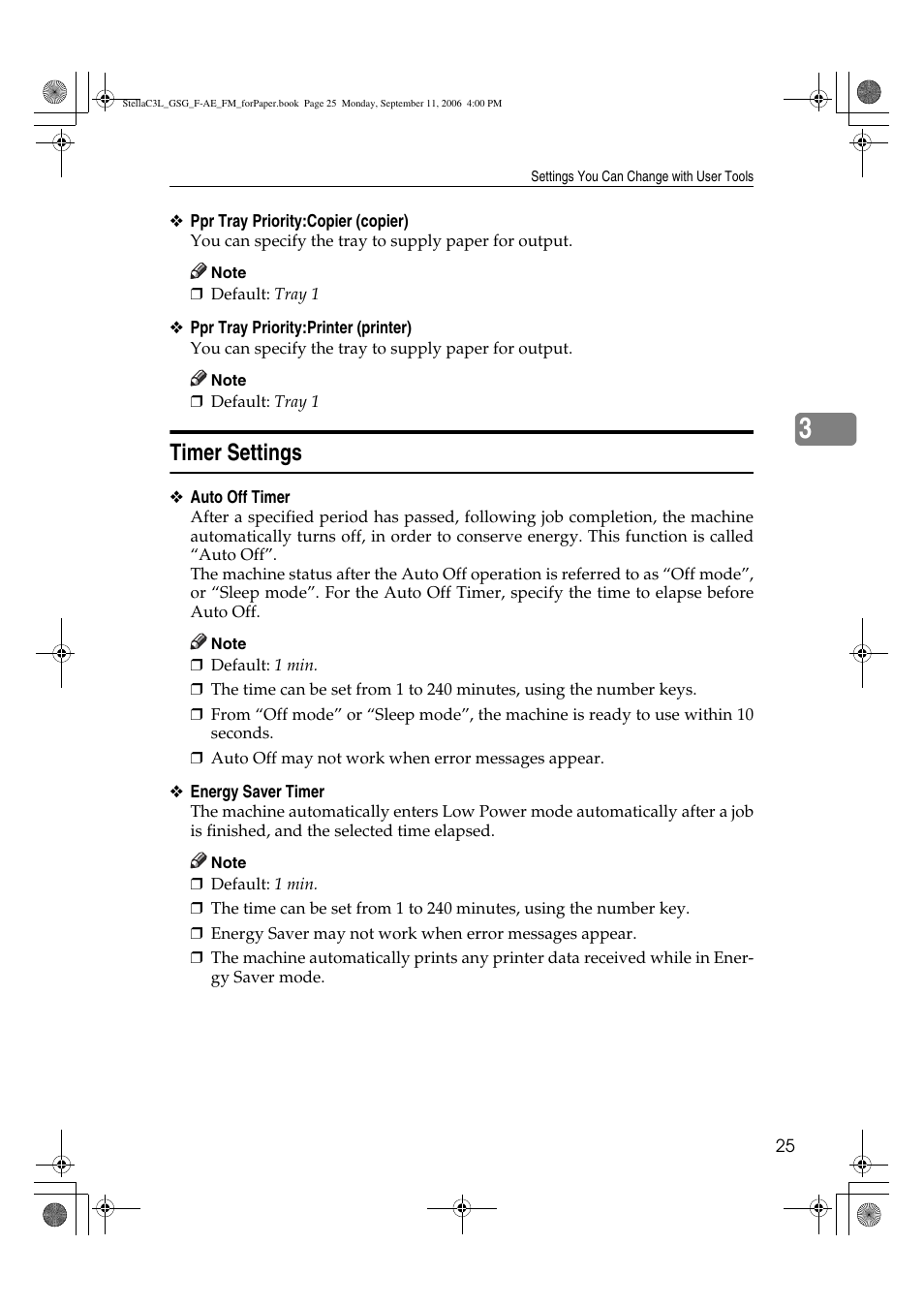 Timer settings | Ricoh Aficio MP 161L User Manual | Page 31 / 64