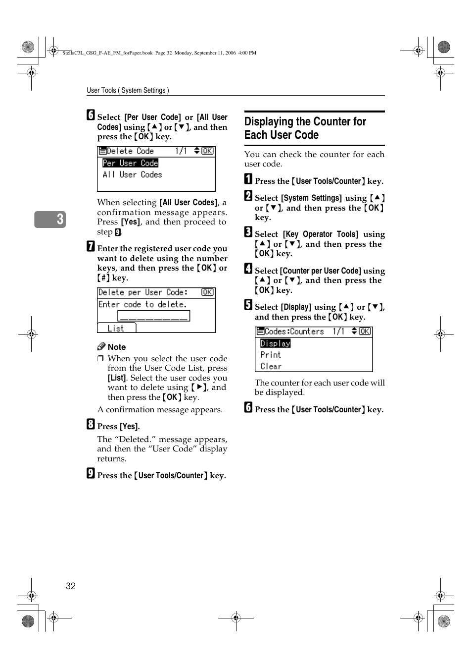 Displaying the counter for each user code | Ricoh Aficio MP 161L User Manual | Page 38 / 64