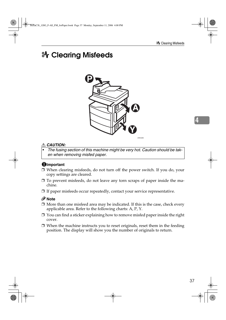 4x clearing misfeeds | Ricoh Aficio MP 161L User Manual | Page 43 / 64