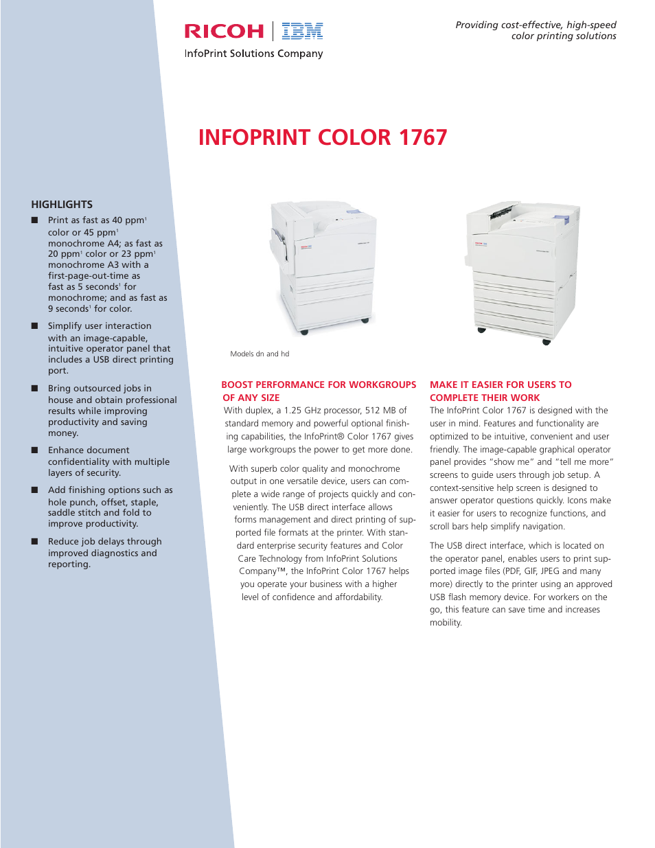 Ricoh Infoprint 1767 User Manual | 7 pages