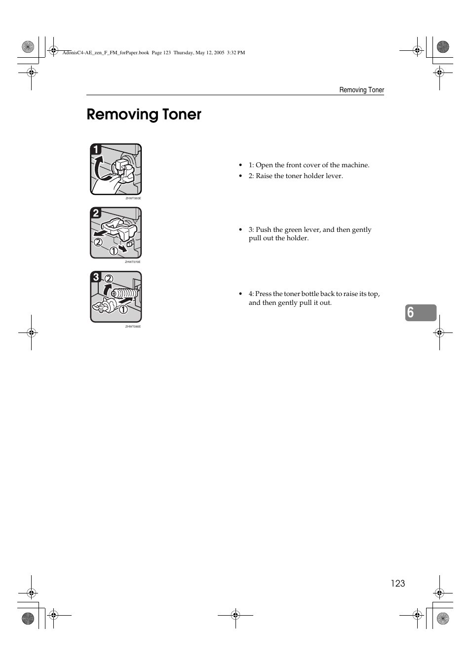 6removing toner | Ricoh IS 2245 User Manual | Page 135 / 196