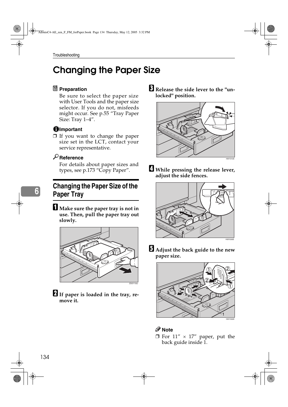 6changing the paper size, Changing the paper size of the paper tray | Ricoh IS 2245 User Manual | Page 146 / 196
