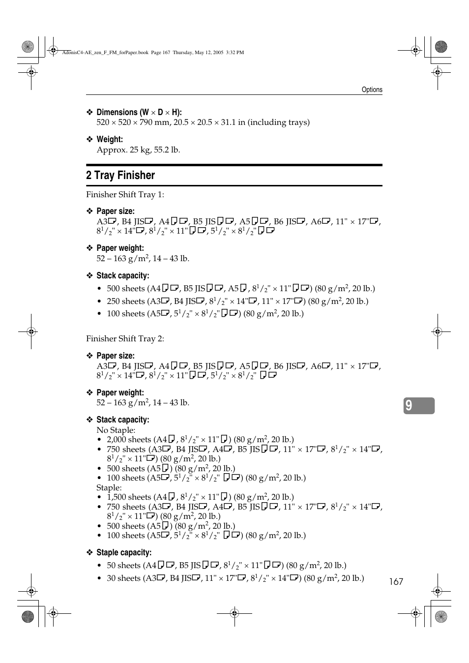 2 tray finisher | Ricoh IS 2245 User Manual | Page 179 / 196