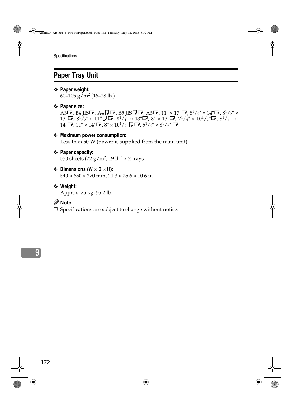 Paper tray unit | Ricoh IS 2245 User Manual | Page 184 / 196