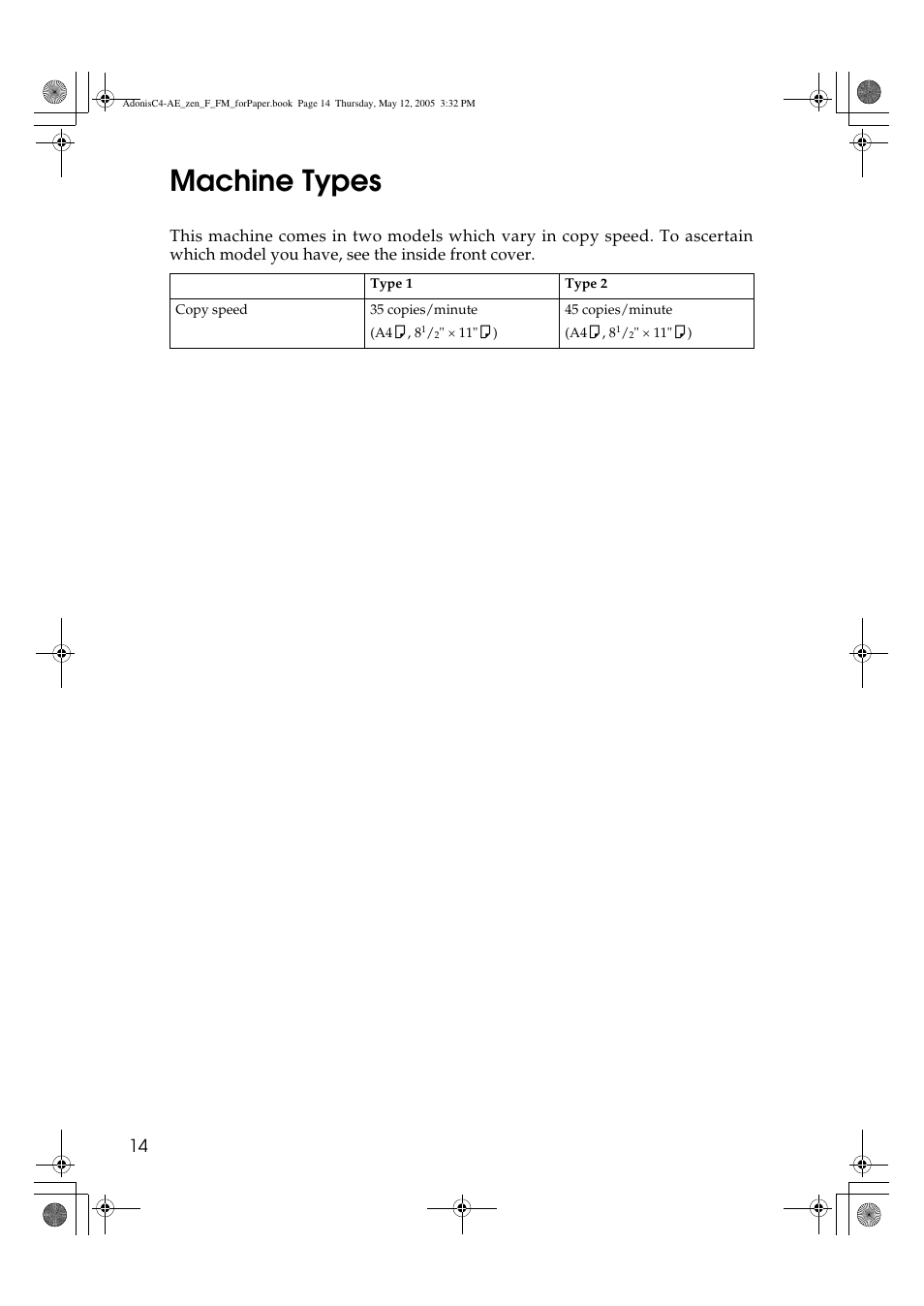 Machine types | Ricoh IS 2245 User Manual | Page 26 / 196