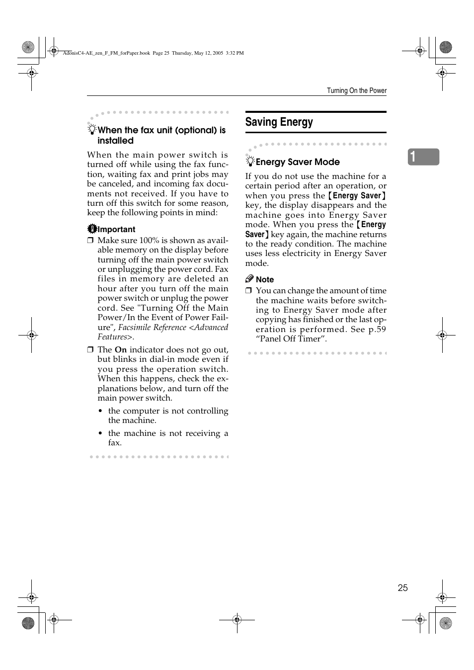 Saving energy | Ricoh IS 2245 User Manual | Page 37 / 196