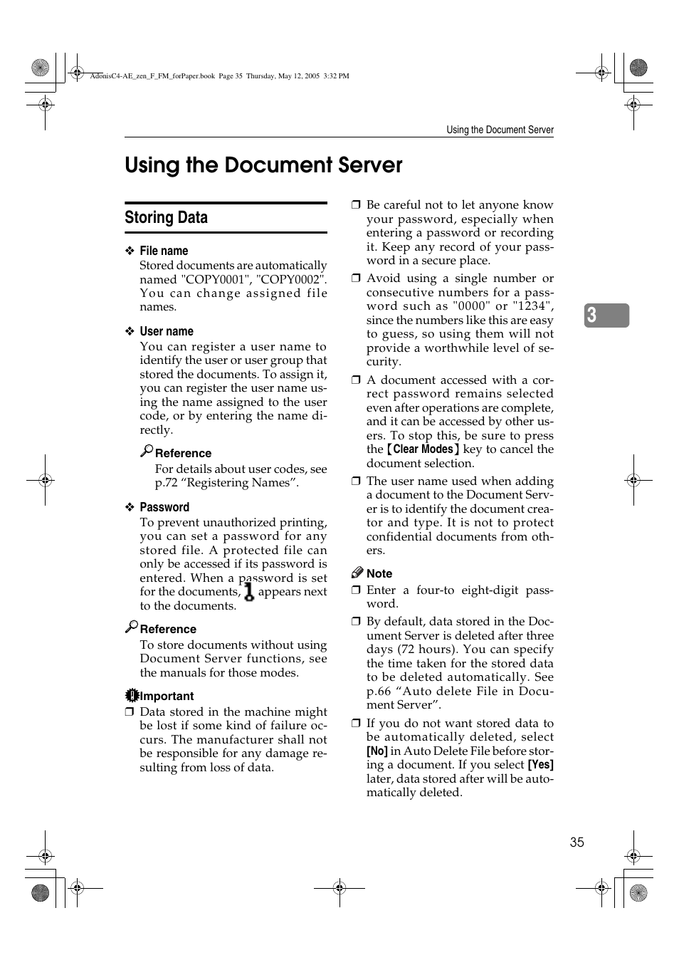 3using the document server, Storing data | Ricoh IS 2245 User Manual | Page 47 / 196