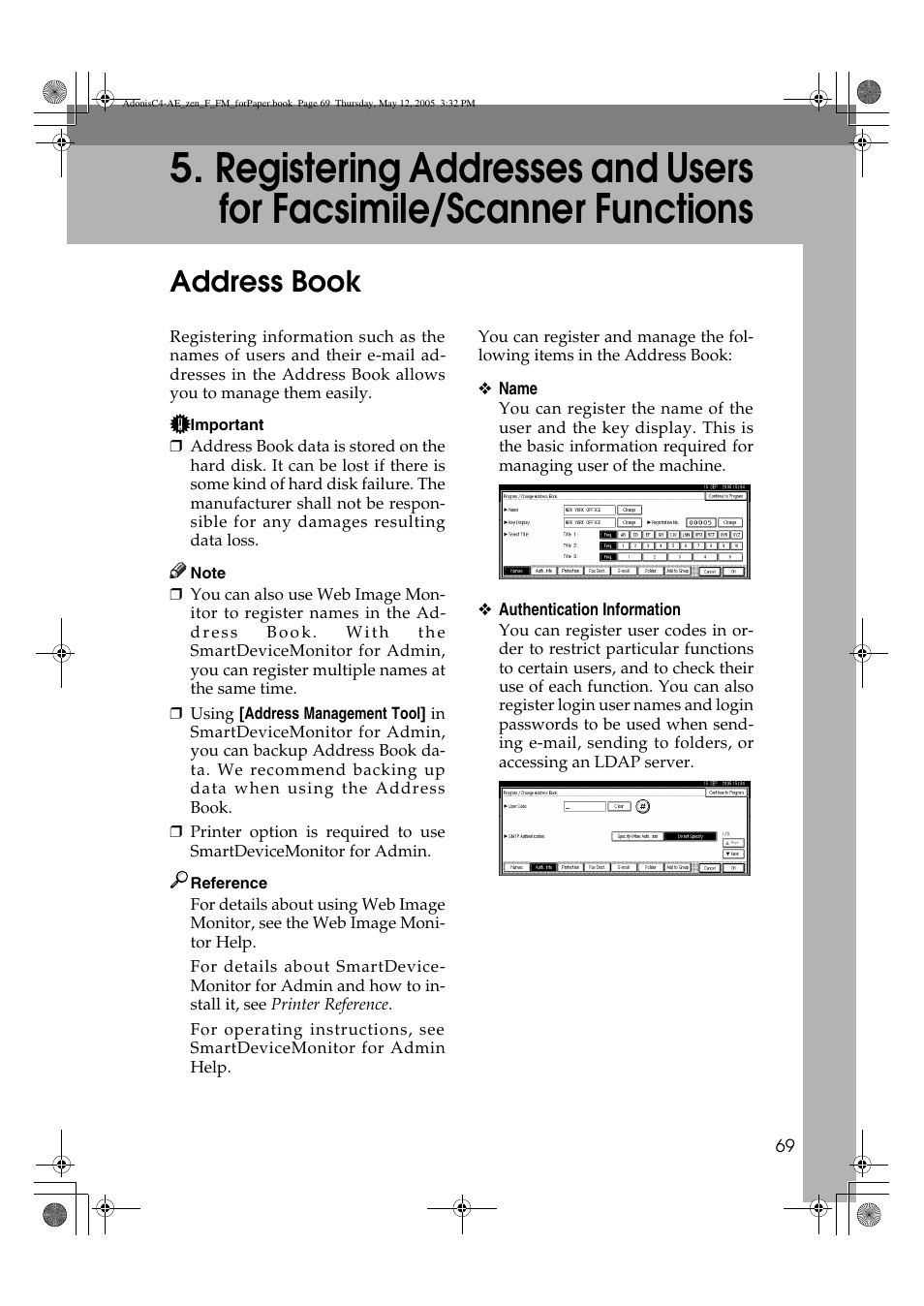 Address book | Ricoh IS 2245 User Manual | Page 81 / 196