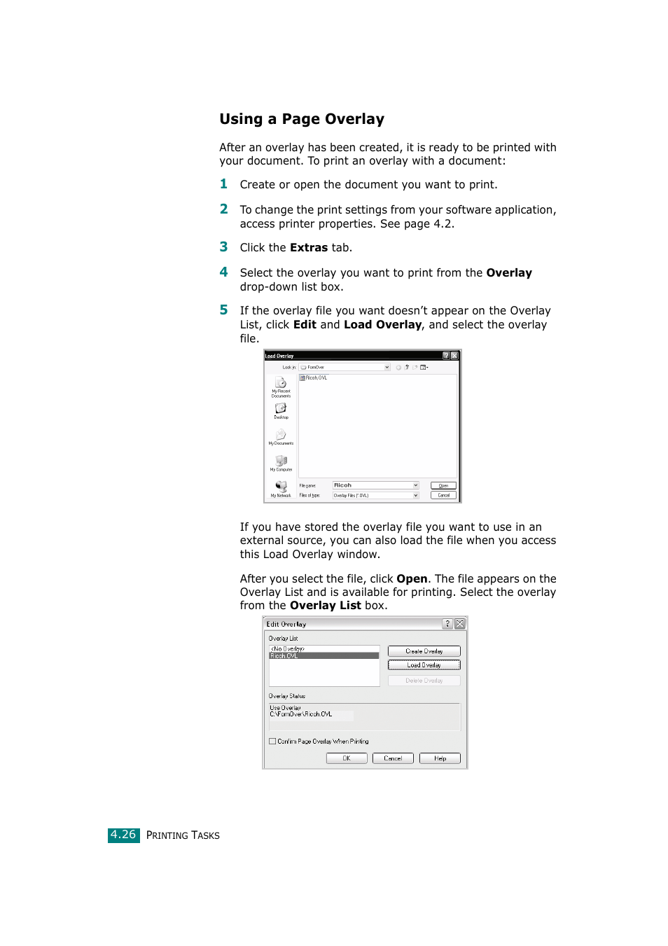 Using a page overlay | Ricoh Aficio BP20N User Manual | Page 103 / 172