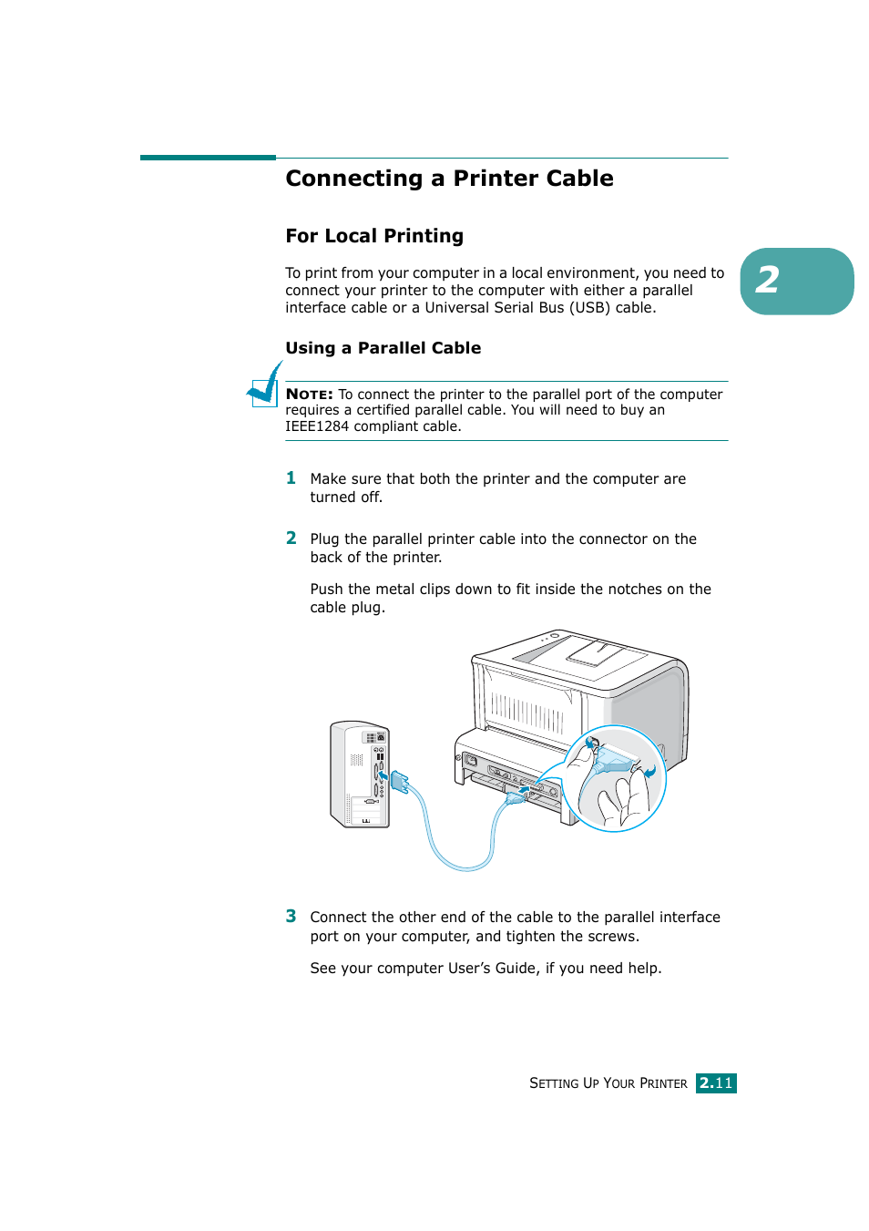 Connecting a printer cable, For local printing | Ricoh Aficio BP20N User Manual | Page 30 / 172