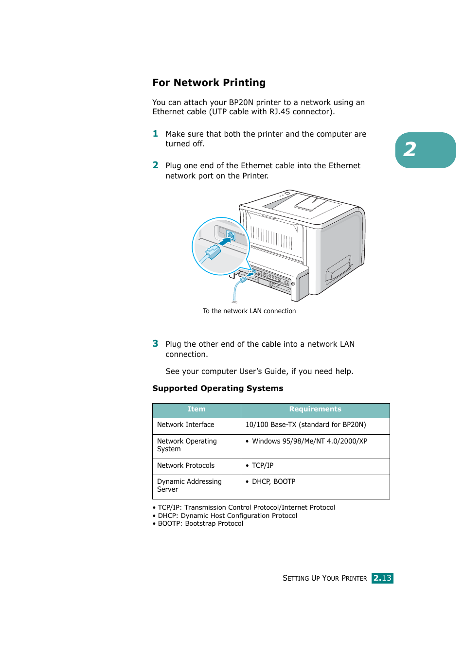 For network printing | Ricoh Aficio BP20N User Manual | Page 32 / 172