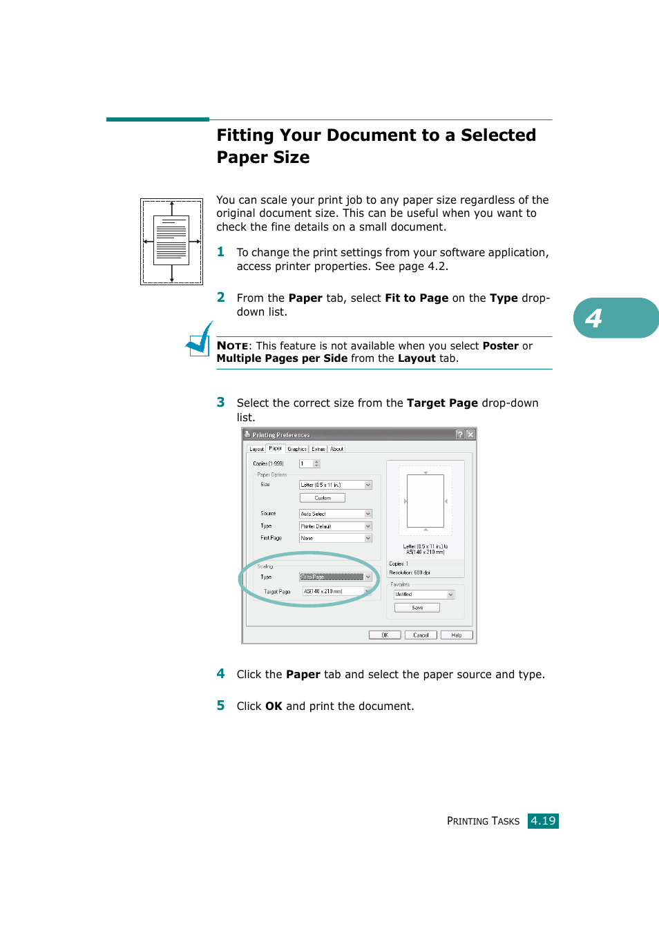 Fitting your document to a selected paper size | Ricoh Aficio BP20N User Manual | Page 96 / 172