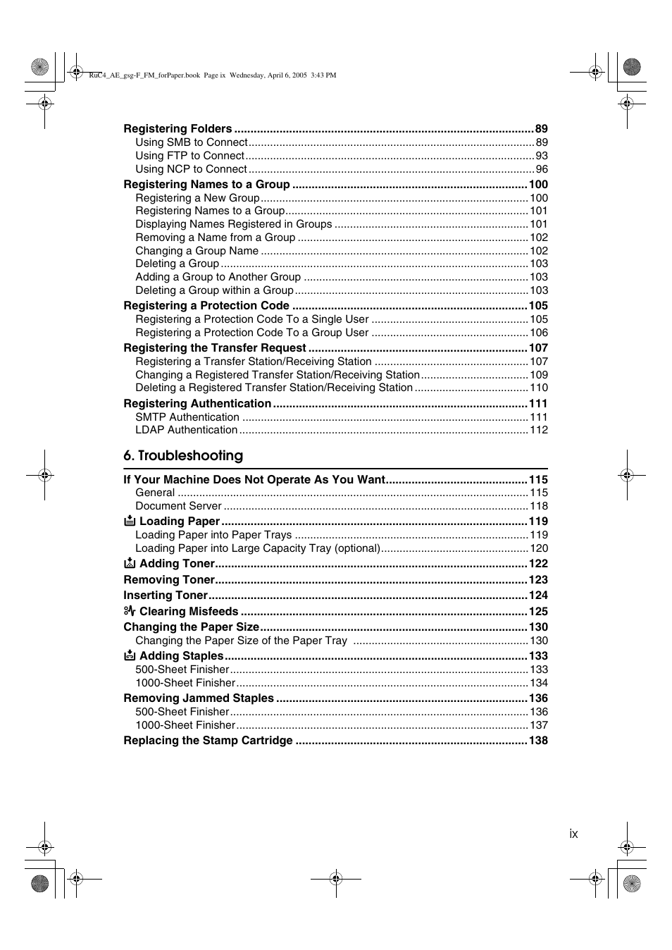 Troubleshooting | Ricoh Aficio IS 2225 User Manual | Page 11 / 180