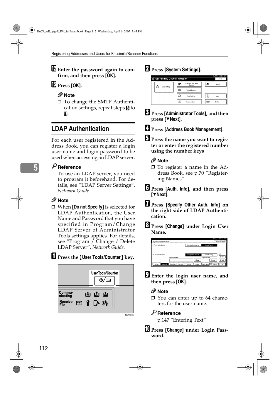 Ldap authentication | Ricoh Aficio IS 2225 User Manual | Page 124 / 180