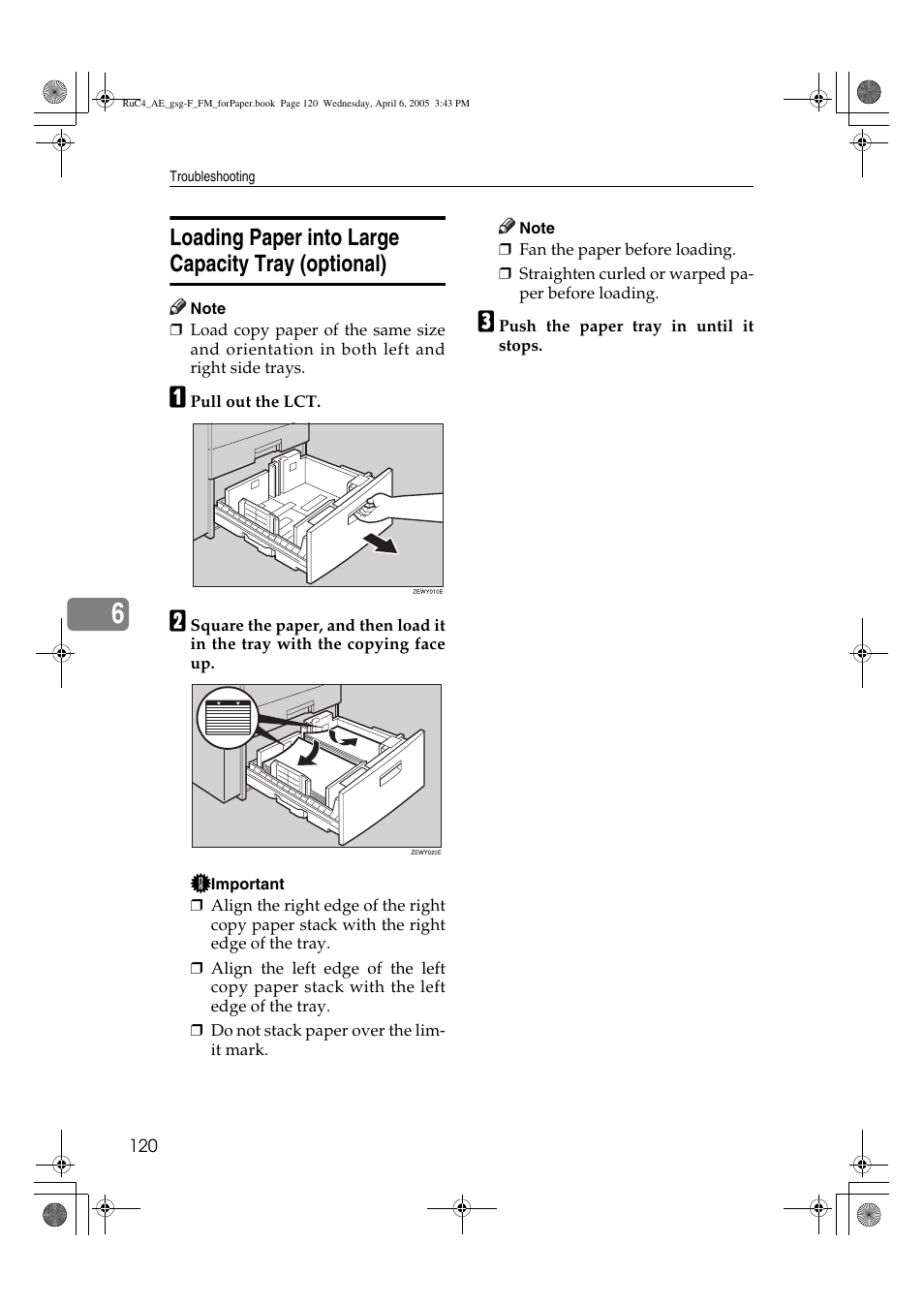 Loading paper into large capacity tray (optional) | Ricoh Aficio IS 2225 User Manual | Page 132 / 180