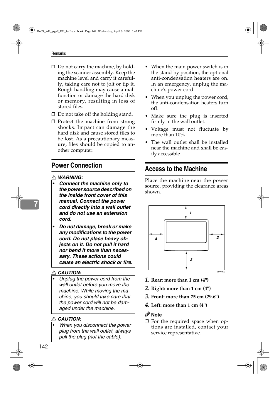 Power connection, Access to the machine | Ricoh Aficio IS 2225 User Manual | Page 154 / 180