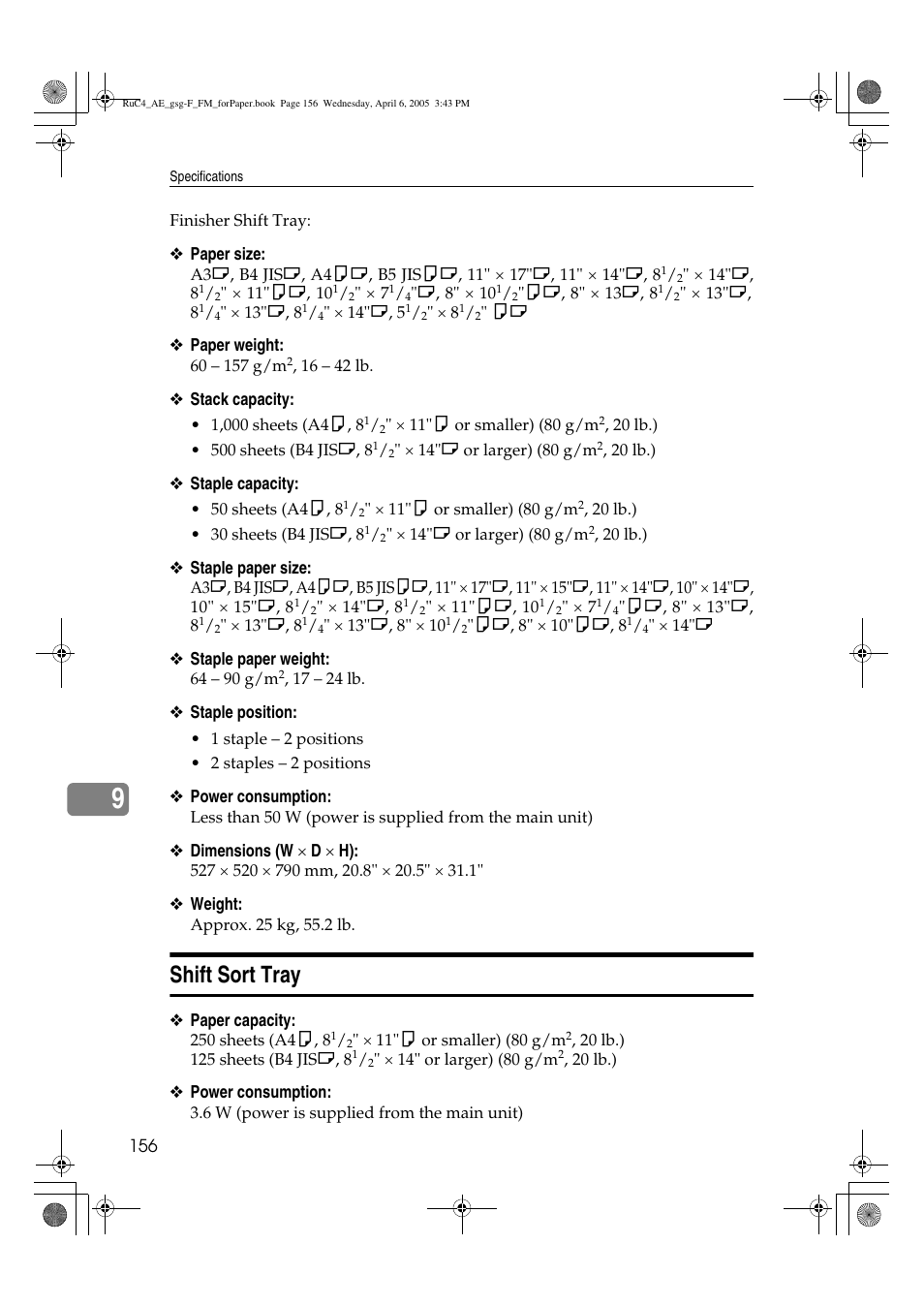 Shift sort tray | Ricoh Aficio IS 2225 User Manual | Page 168 / 180