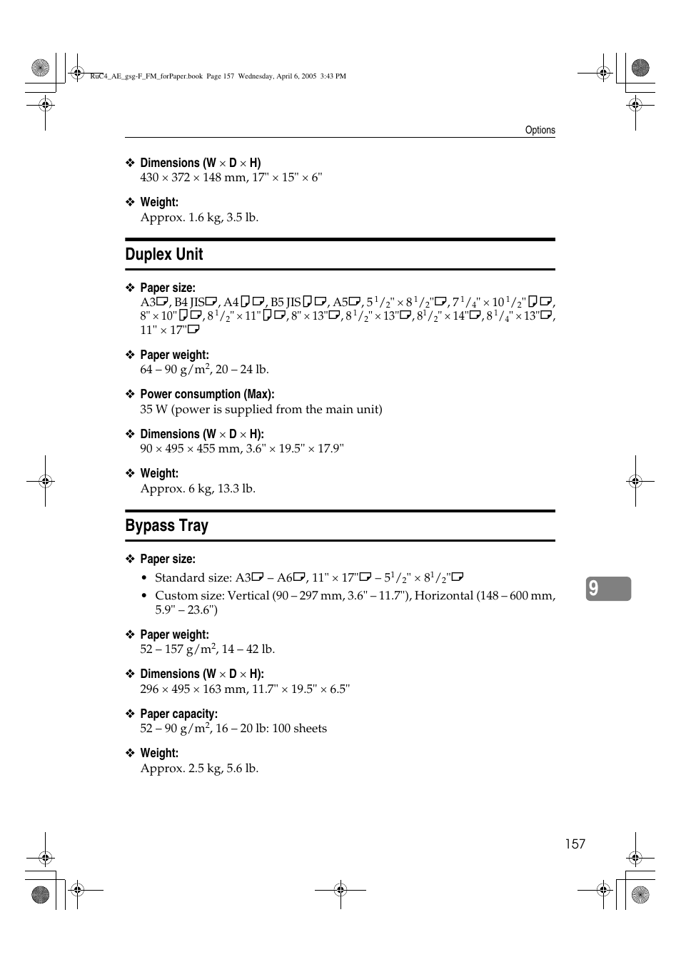 Duplex unit, Bypass tray | Ricoh Aficio IS 2225 User Manual | Page 169 / 180