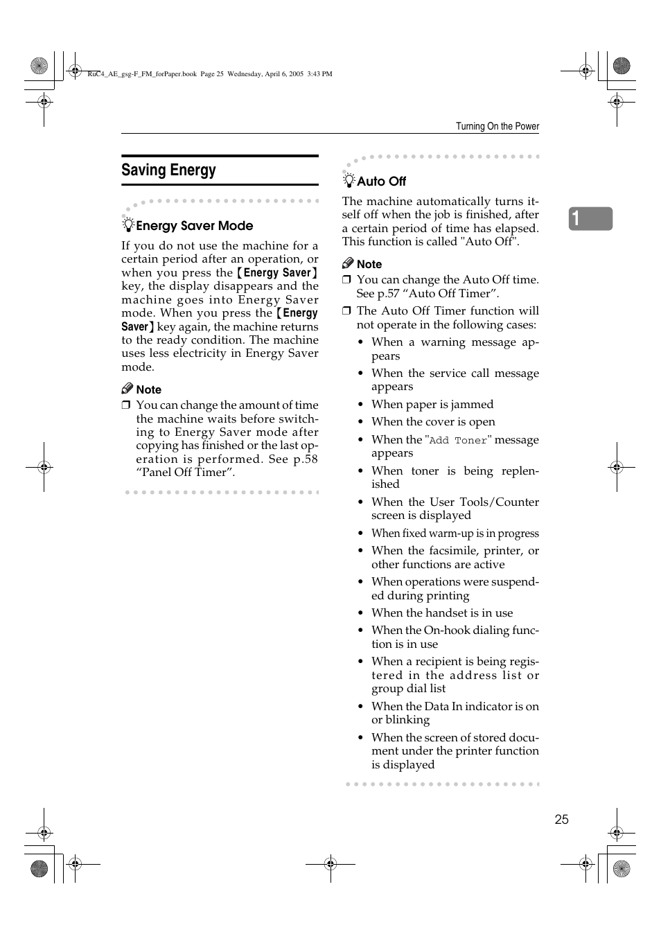 Saving energy | Ricoh Aficio IS 2225 User Manual | Page 37 / 180