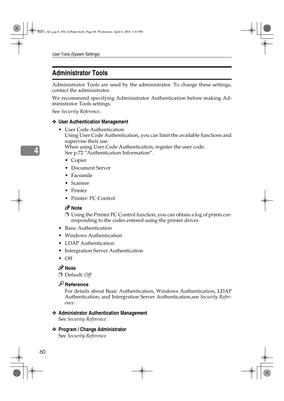 Administrator tools | Ricoh Aficio IS 2225 User Manual | Page 72 / 180