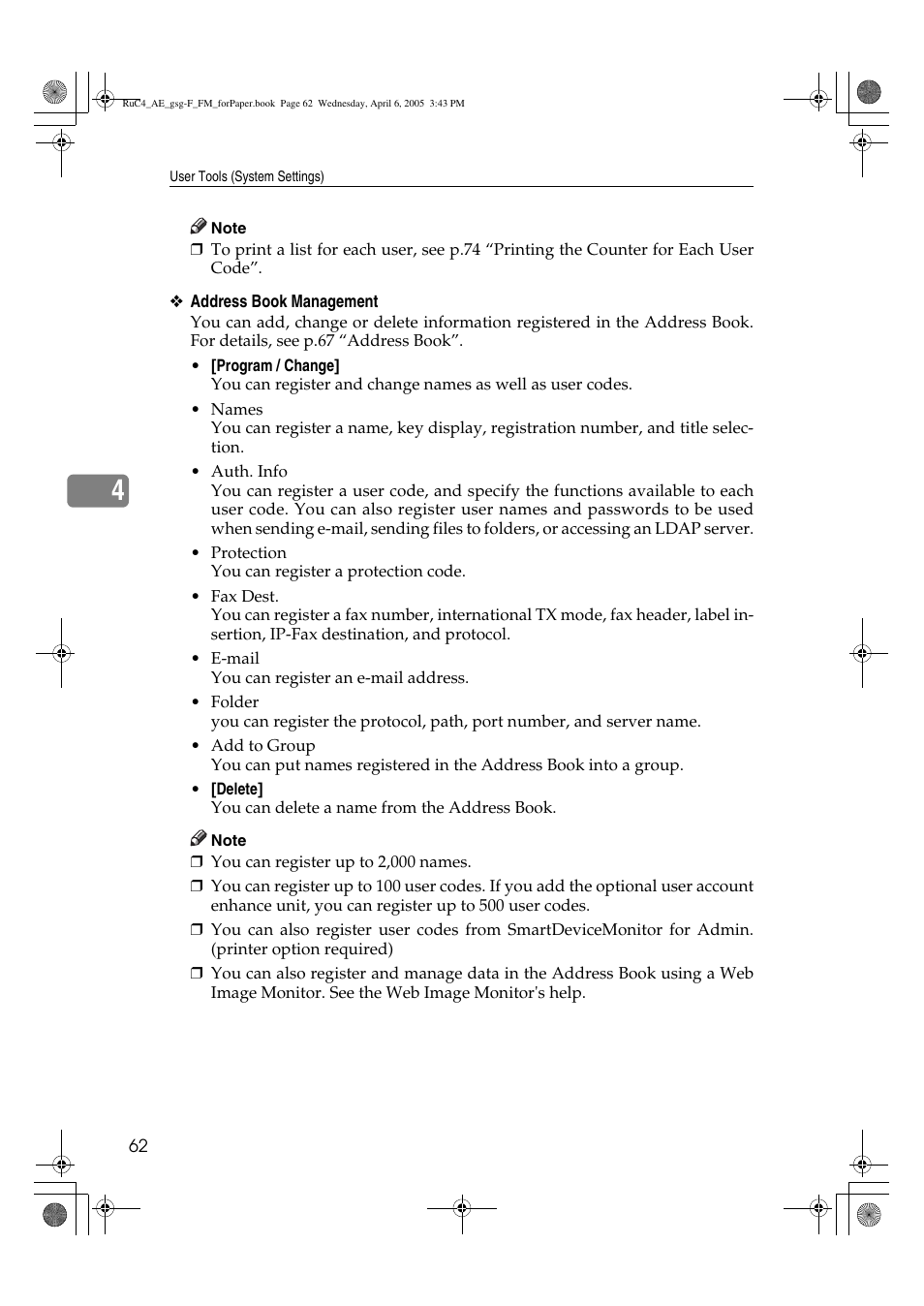 Ricoh Aficio IS 2225 User Manual | Page 74 / 180