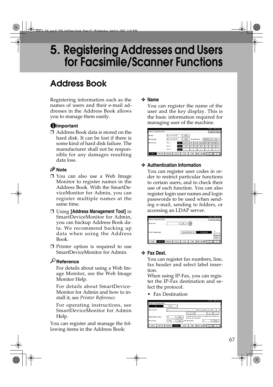Address book | Ricoh Aficio IS 2225 User Manual | Page 79 / 180