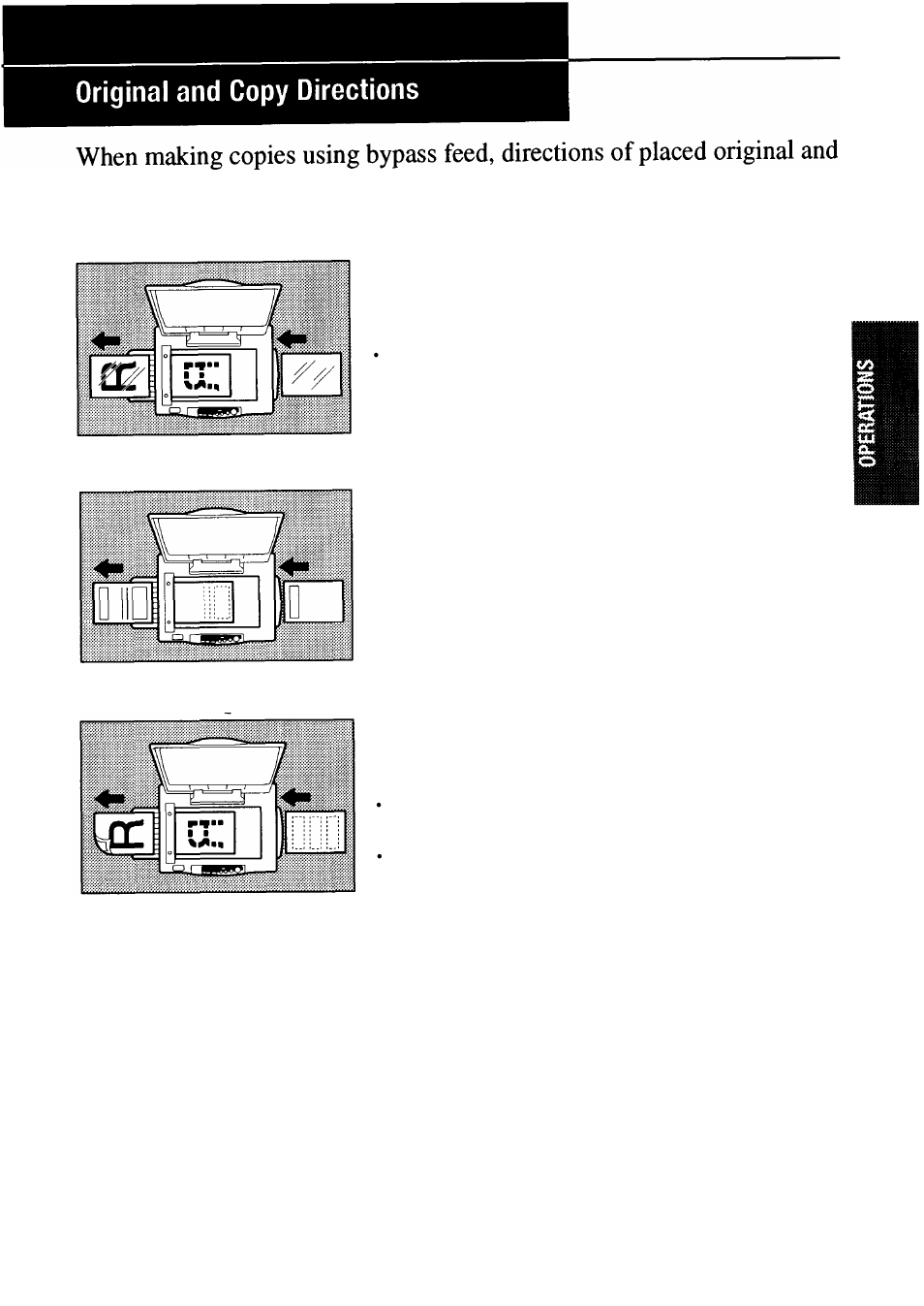 Original and copy directions, Copies are as follows, Set the originals and transparencies as shown | Set the originals and letterhead as shown | Ricoh FT 1008 User Manual | Page 26 / 65
