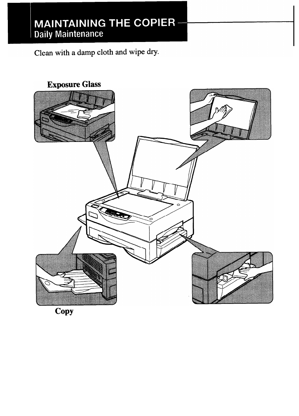 Maintaining the copier, Daily maintenance | Ricoh FT 1008 User Manual | Page 43 / 65