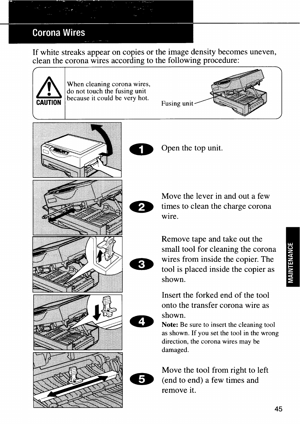 Corona wires | Ricoh FT 1008 User Manual | Page 44 / 65