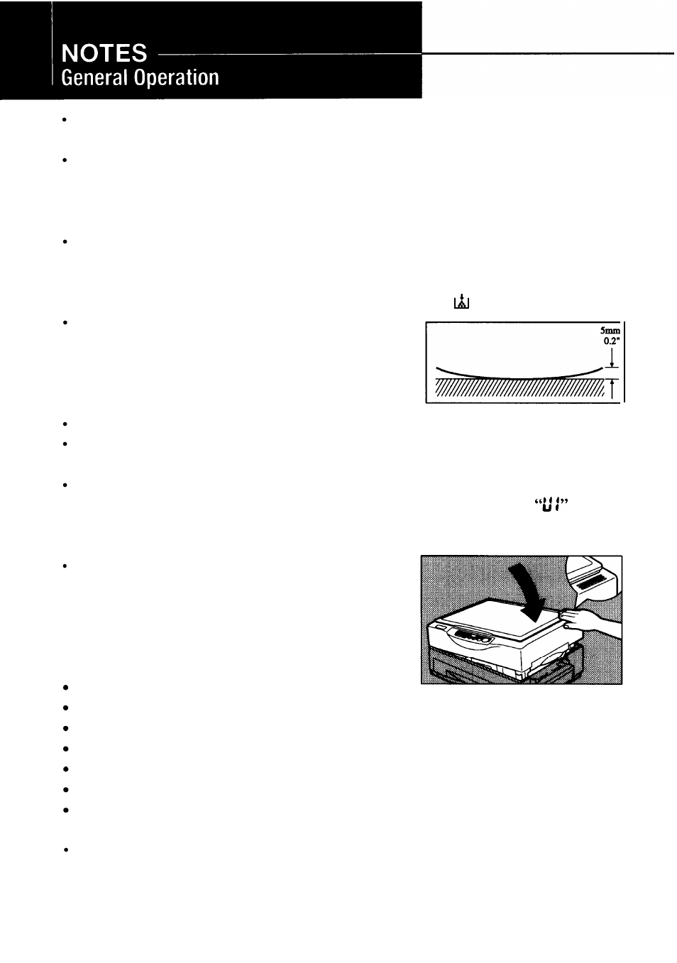 Notes, General operation | Ricoh FT 1008 User Manual | Page 47 / 65