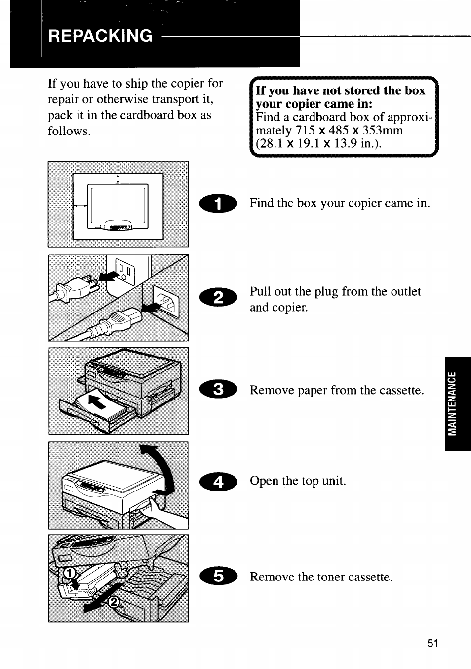 Repacking | Ricoh FT 1008 User Manual | Page 50 / 65